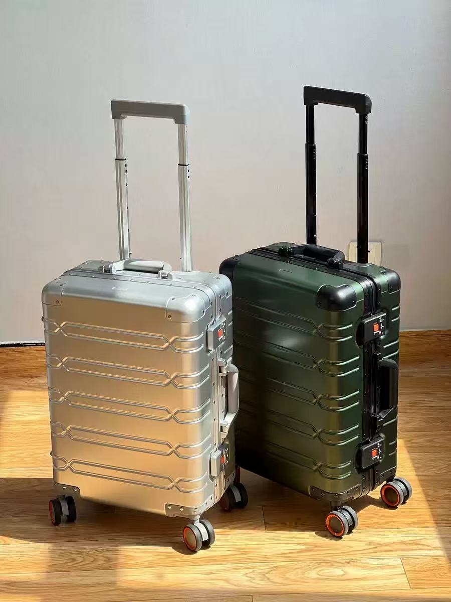 Full Aluminum Magnesium Alloy Luggage Hard Metal Frame Suitcase TSA Lock Silent Spinner Wheels Carry On Trolley Case